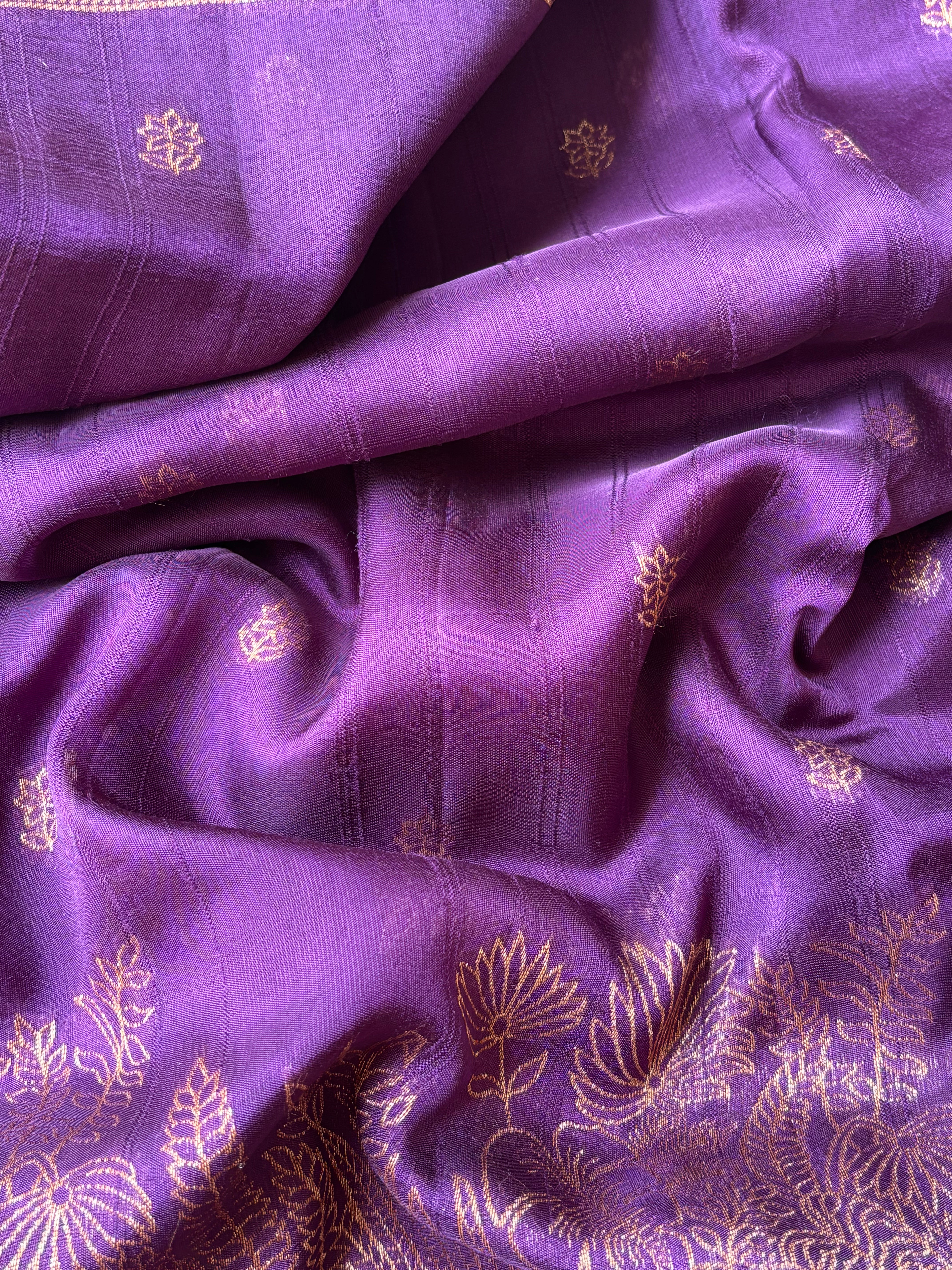 Purple Blended Raw Silk Saree